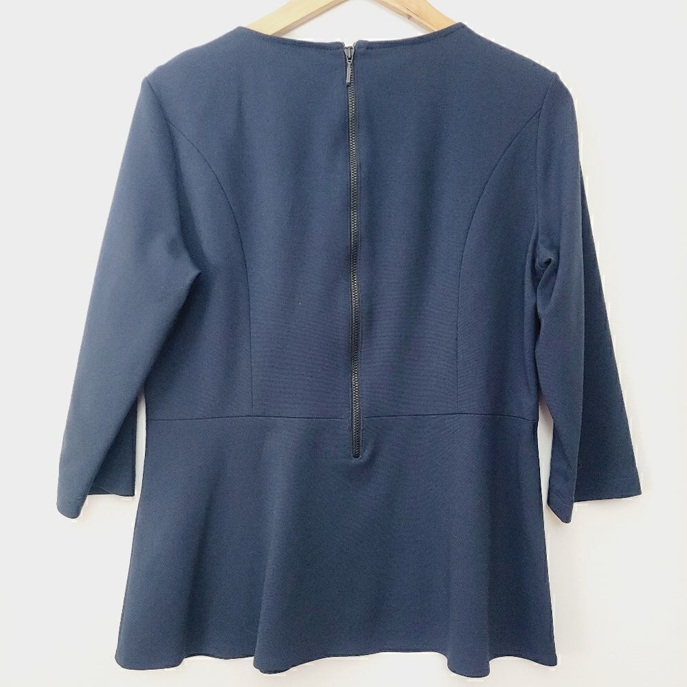 Luisa Serano Navy Fit and Flare 3/4 Sleeve Top - Picture 7 of 14